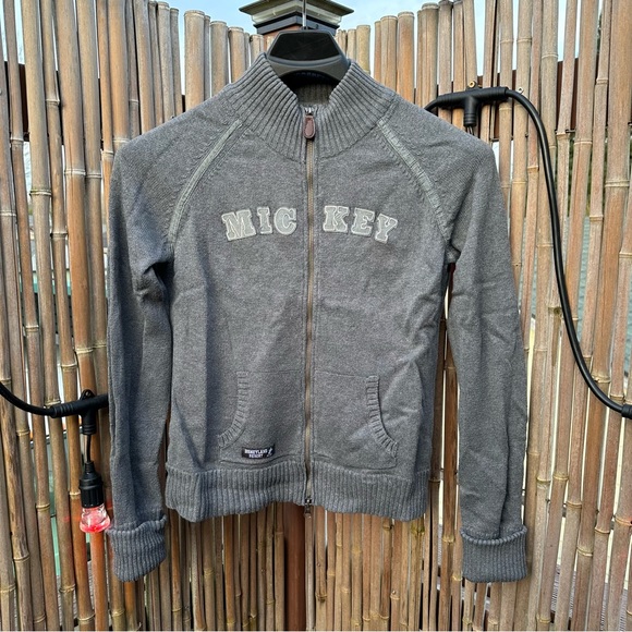 Disneyland Resorts Woman’s Mickey Zip Up Elbow Patches Sweater Size L - Picture 2 of 10